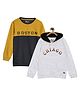 3PIN Pack Of 2 Full Sleeves Typography Printed & Colour Block Sweatshirts - Mustard Yellow & White