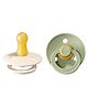 BIBS Colour Pacifier Soother Round Latex Nipple Pack of 2 - Ivory and Sage