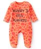 Babyhug Cotton Knit Full Sleeves Pumpkin Printed Footed Night Suit - Orange