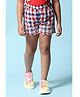 BIBA Checked & Schiffli Embroidered   Shorts - Red & Blue