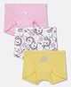 Mackly Pack Of 3 Unicorn Printed Cotton Boxer Briefs - Pink White & Yellow
