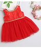 Many frocks & Sleeveless Sequin Embroidered & Lace Embellished Ethnic Dress - Red