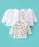 Doreme Single Jersey Full Sleeves Set of Jhablas Elephant Print Pack Of 3 - White