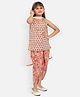 Nauti Nati Sleeveless Jaipuri Floral Printed & Gota Patti Lace Embellished Kurta With Coordinating Dhoti & Dupatta - Pink