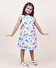 Jilmil Girl's White Animal Printed Cotton Dress - Multi-Color