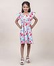Jilmil Girl's Candy Printed White Cotton Dress - Multi-Color
