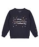 Plum Tree Full Sleeves Star & Typography Printed    Pullover Sweatshirt - Navy Blue