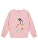 Plum Tree Full Sleeves Unicorn Printed Glitter Embellished  Pullover Sweatshirt - Pink