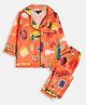 Bella Moda Full Sleeves All Sunday Feast Breakfast Theme Printed Coordinating Night Suit - Orange