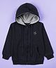 Kiddopanti Full Sleeves Solid Zipper  Hooded Sweatshirt - Navy Blue