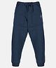 Kiddopanti Brand Name Placement Printed Fleece Track Pant - Navy Blue