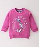 Zero Looper Knit Full Sleeves Sweatshirt Unicorn Print - Pink