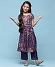 BIBA  Half Sleeves Floral Printed & Lace Embellished Kurta With Palazzo Set - Blue