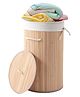 USHA SHRIRAM Foldable Bamboo Laundry Basket With Lid - Brown