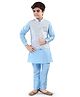 Tricute Digital Silk Full Sleeves Solid Kurta & Pyjama With Seamless Argyle Designed & Sequin Embellished Jacket - Blue