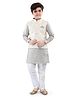 Tricute Silk Full Sleeves Solid Kurta & Churidar With Seamless Floral Blocks Embroidered & Sequin Embellished Jacket - Grey