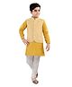 Tricute Full Sleeves Solid Kurta & Churidar With Seamless Floral Foil Designed Jacket - Yellow