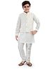 Tricute Silk Full Sleeves Solid Kurta Pyjama With Ethnic Motif Embroidered & Sequin Embellished Jacket - Cream