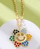 Viraasi Gold Plated Chain With Multicolor Flower Smiley Pendant for Women and Girls - Gift for Her