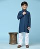 P-MARK Full Sleeves Seamless Intricate Blocks Embroidered Kurta With Pyjama - Blue