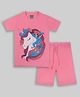 Unicorns Half Sleeves Unicorn Printed Night Suit - Pink