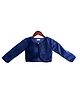 KIDSDEW Three Fourth Sleeves Pearl Embellished Button Shrug With Cotton Lining - Navy Blue
