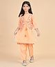misbis Rangila Silk Full Sleeves Lace Embellished Kurta & Salwar With Seamless Embroidered & Sequin Detailed Jacket - Orange