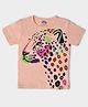Mi Arcus 100% Half Sleeves Leopard Printed Summer Wear Tee - Peach
