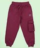 Kiddopanti  Fleece Solid Cargo Track Pant - Maroon