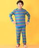 Anthrilo Full Sleeves Rugby Striped Coordinating Comfort Fit Pyjama Set- Green & Blue