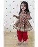 Tiber Taber Full Sleeves Patola Printed & Gota Lace Embellished Kurta & Salwar - Green & Red