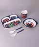 Servewell Avengers Theme 3 Section Plate with Fork & Spoon Mug & Bowl- Multicolor (Color and design may vary)