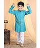 Kinder Kids Full Sleeves Chevron Design Self Embroidered & Foil Printed Kurta With Pyjama - Light Blue
