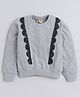 Aww Huunie Full Sleeves  Sequin  Gota Lace Embellished    Autumn & Winter Wear Sweatshirt -Grey