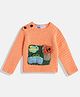MayRa Knits Full Sleeves Bird & Animal Detailed Woollen Hand Knitted Sweater -Orange