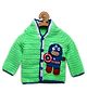 MayRa Knits Full Sleeves Super Hero Face Detailed Woollen Hand Knitted Hooded Sweater - Green