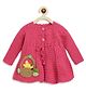 MayRa Knits Full Sleeves Bird Detailed Woollen Hand Knitted Dress - Pink