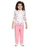 Peppermint Three Fourth Sleeves Floral Printed  Top With Pant - Pink