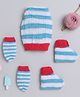 Little Angels Striped Designed Cap With Coordinating Mittens & Socks - Blue