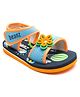 Beanz Unisex Flower Applique Detailed Velcro Closure Sandals -Navy Blue Orange