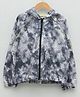 LC Waikiki Full Sleeves Tie Dye Hooded Zipper Sweatshirt - Black
