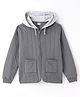 LC Waikiki Full Sleeves Solid  Hooded Zipper Cardigan Sweater  - Dark Grey