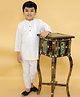 MoMaa Boys Pure Cotton  Full Sleeves Chikankari Embroidered Kurta Pyjama Set - White