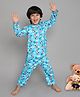 Little Clothing Full Sleeves Baby Panda Printed Tee With Coordinating Pajama Set - Blue