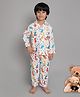 Little Clothing Unisex Full Sleeves Baby Animals Printed Shirt With Coordinating Pajama Set - White