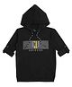 CAVIO Full Sleeves Placement Brand Name & Hairline Striped Hooded Tee - Black