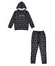 CAVIO Full Sleeves Seamless Geometric Design Printed Hooded Coordinating Set - Black