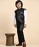 P-MARK Full Sleeves Solid Shirt & Pant With Double Button Closure Waistcoat - Black