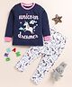 Little Marine Full Sleeves Unicorn Printed Night Suit - Blue