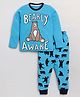 Little Marine Full Sleeves Bear Printed Night Suit - Navy Blue
